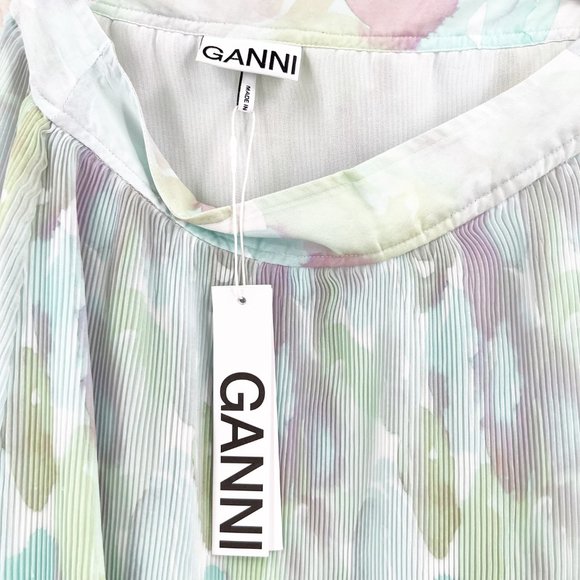GANNI Watercolor Printed pleated georgette maxi skirt Size 38 NWT US 6 - Picture 10 of 15